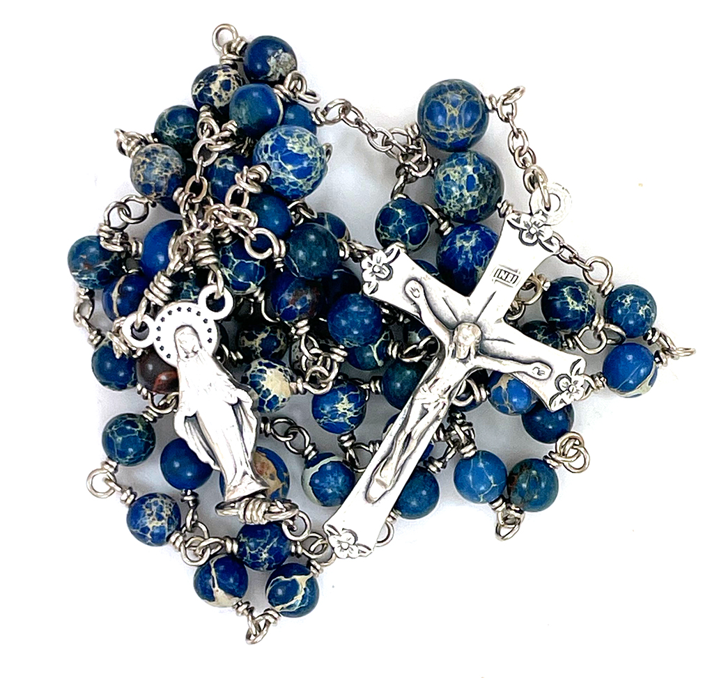 Blue Emperor Stone Rosary: $49.99 (CAD)