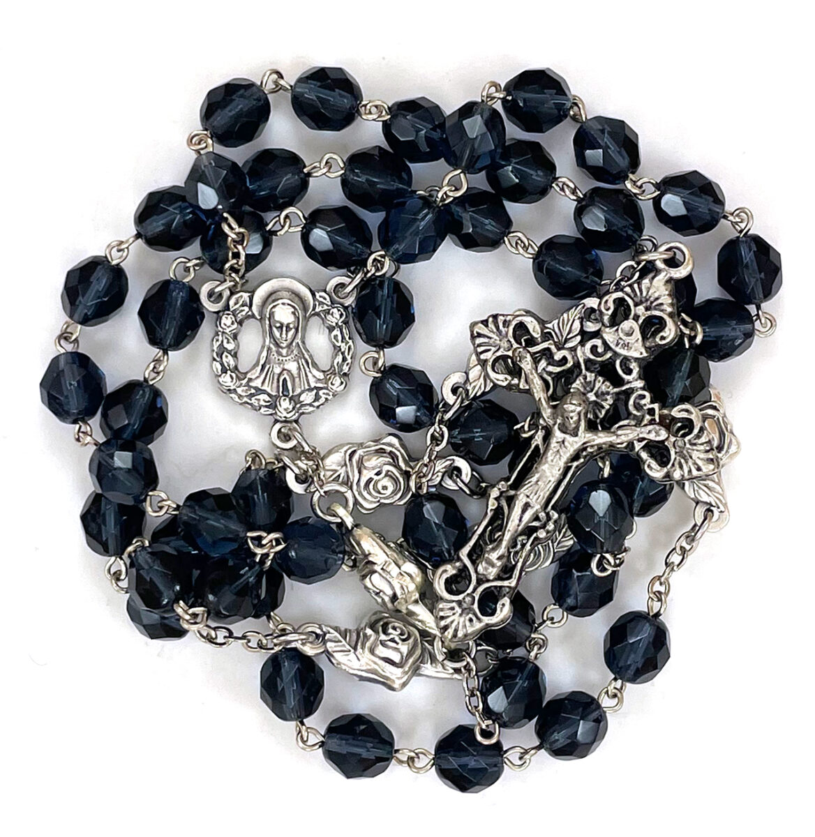 Blue Our Lady with Flowers Rosary: $39.99 (CAD)