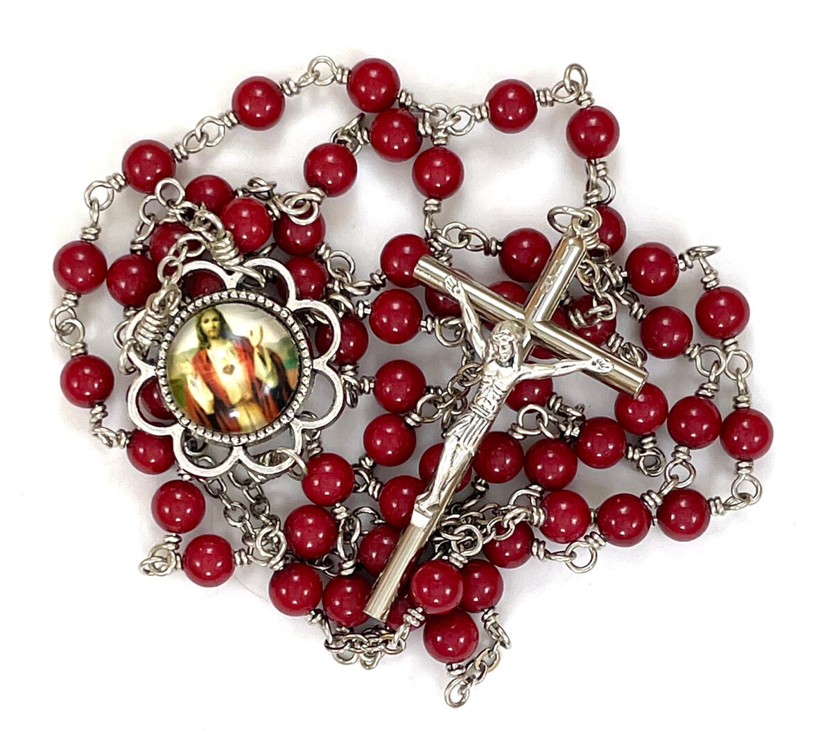 Gemstone Sacred Heart Rosary: $44.99 (CAD)