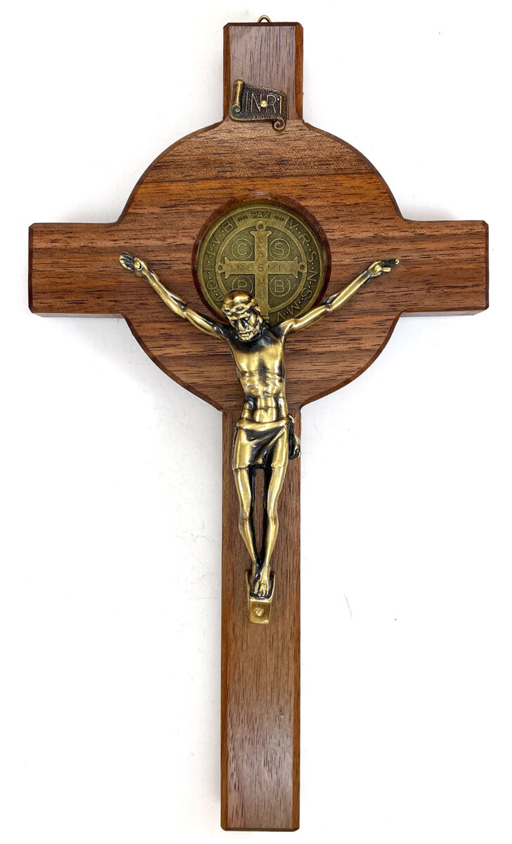 Walnut 10-inch St. Benedict Crucifix: $37.99 (CAD)