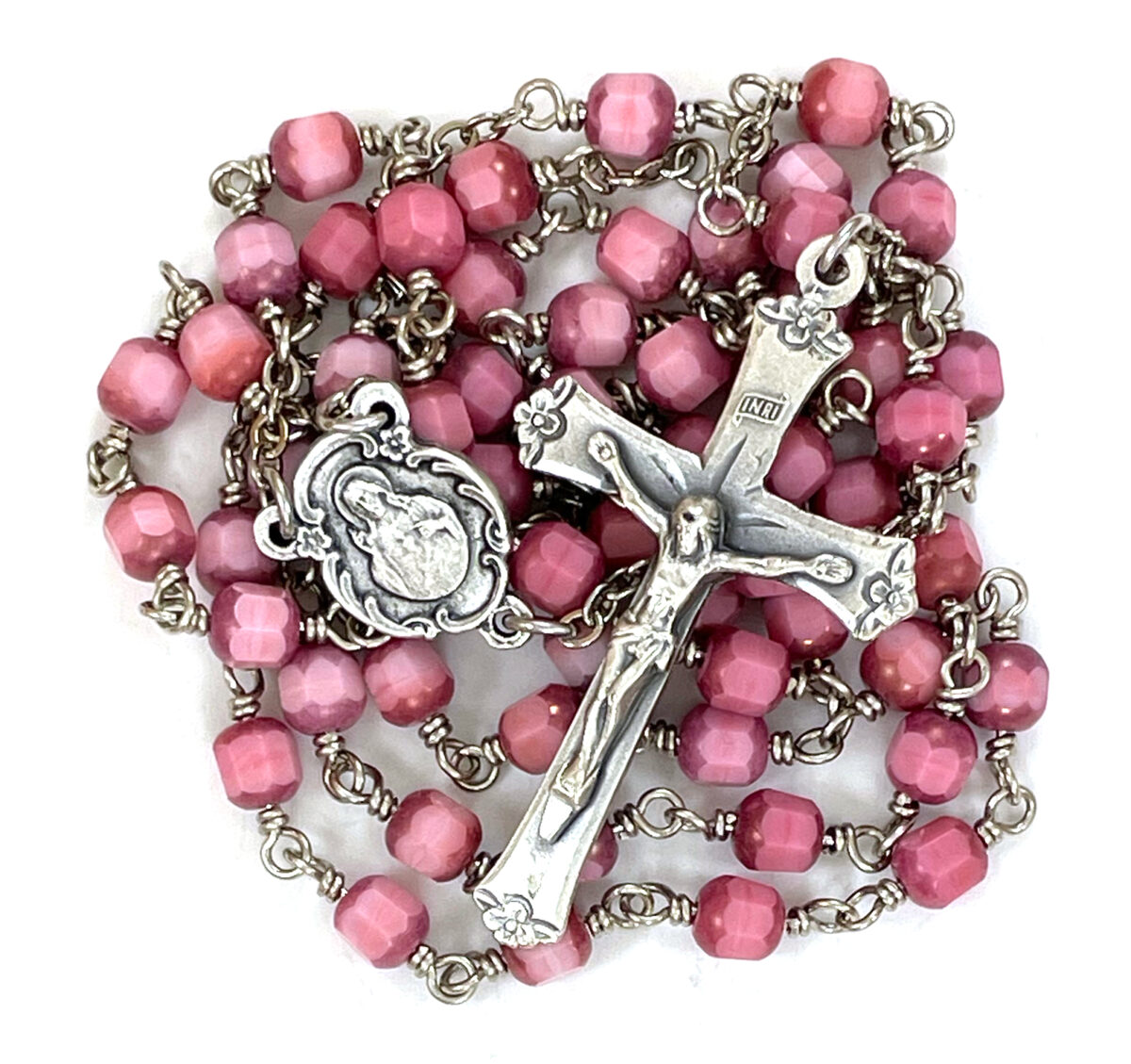 Pink Sacred Heart Rosary: $43.99 (CAD)