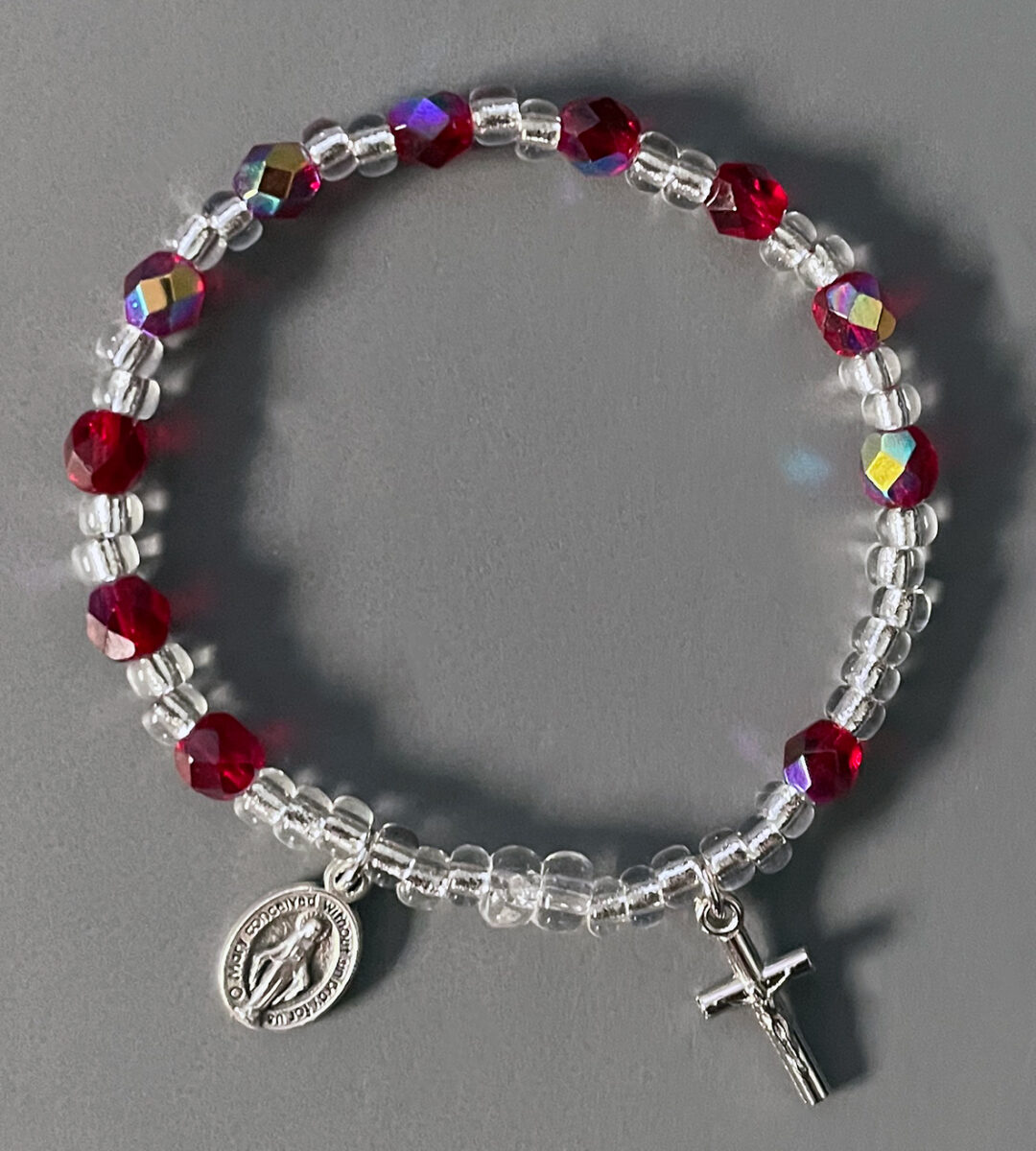 Red Sparkle Stretch Rosary Bracelet: $9.99 (CAD)