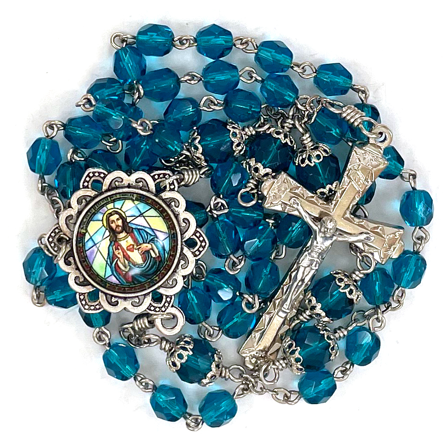 Glass Dome Sacred Heart Rosary: $32.99 (CAD)