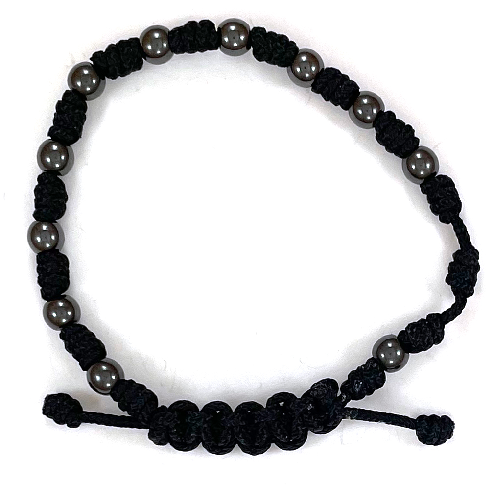 Black Paracord Hematite Rosary Bracelet: $13.99 (CAD)