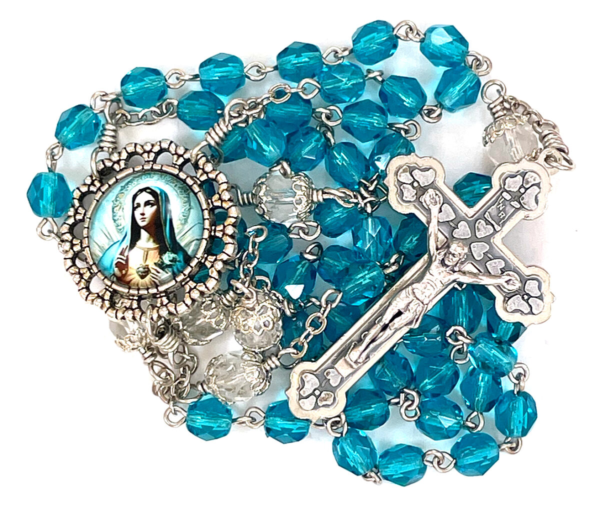 Teal Immaculate Heart Rosary: $40.99 (CAD)