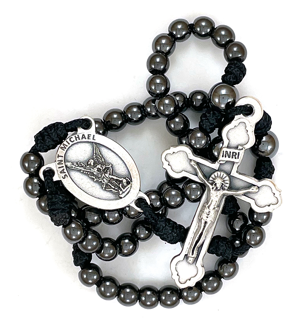 St. Michael Hematite Paracord Rosary: $32.99 (CAD)