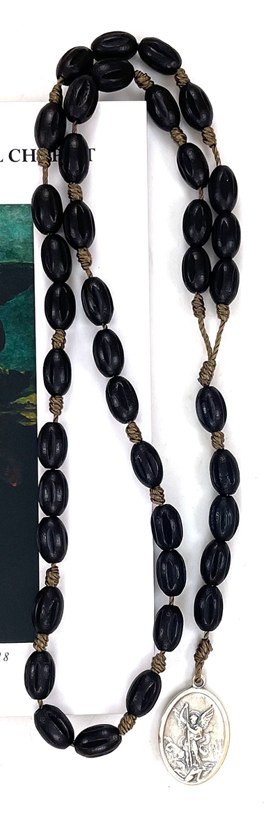 (Z034-4) Black Euro Wood St. Michael Chaplet: $12.99 (CAD)