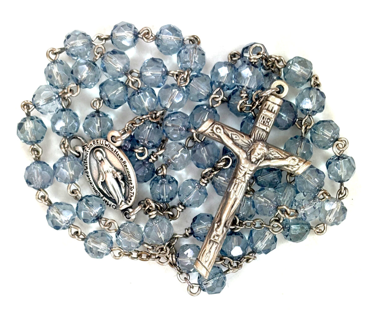 Renaissance-Cut Blue Czech Glass Rosary: $35.99 (CAD)