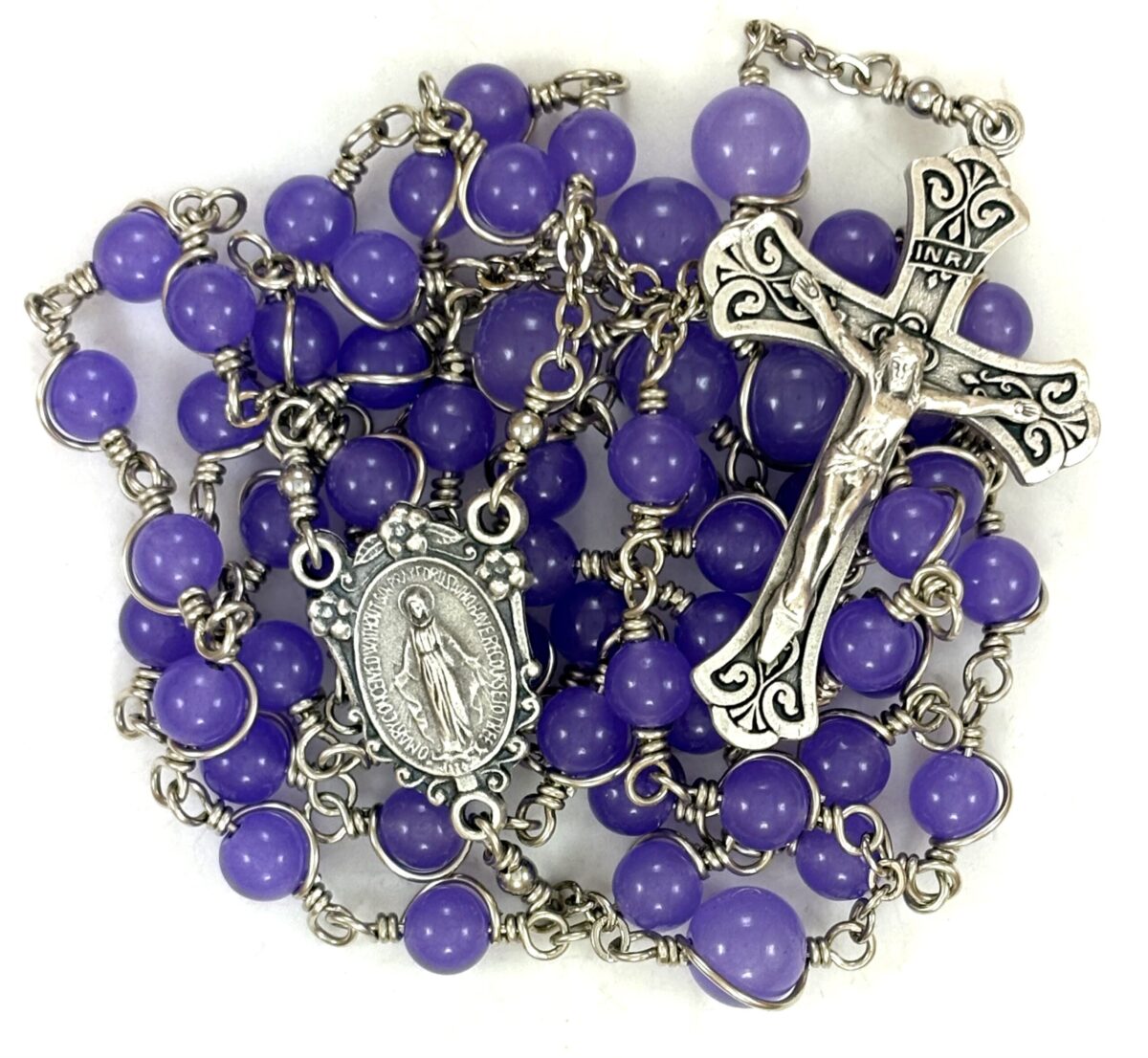 Rare Rosary: Cage-Wrapped Lavender Jade: $58.99 (CAD)