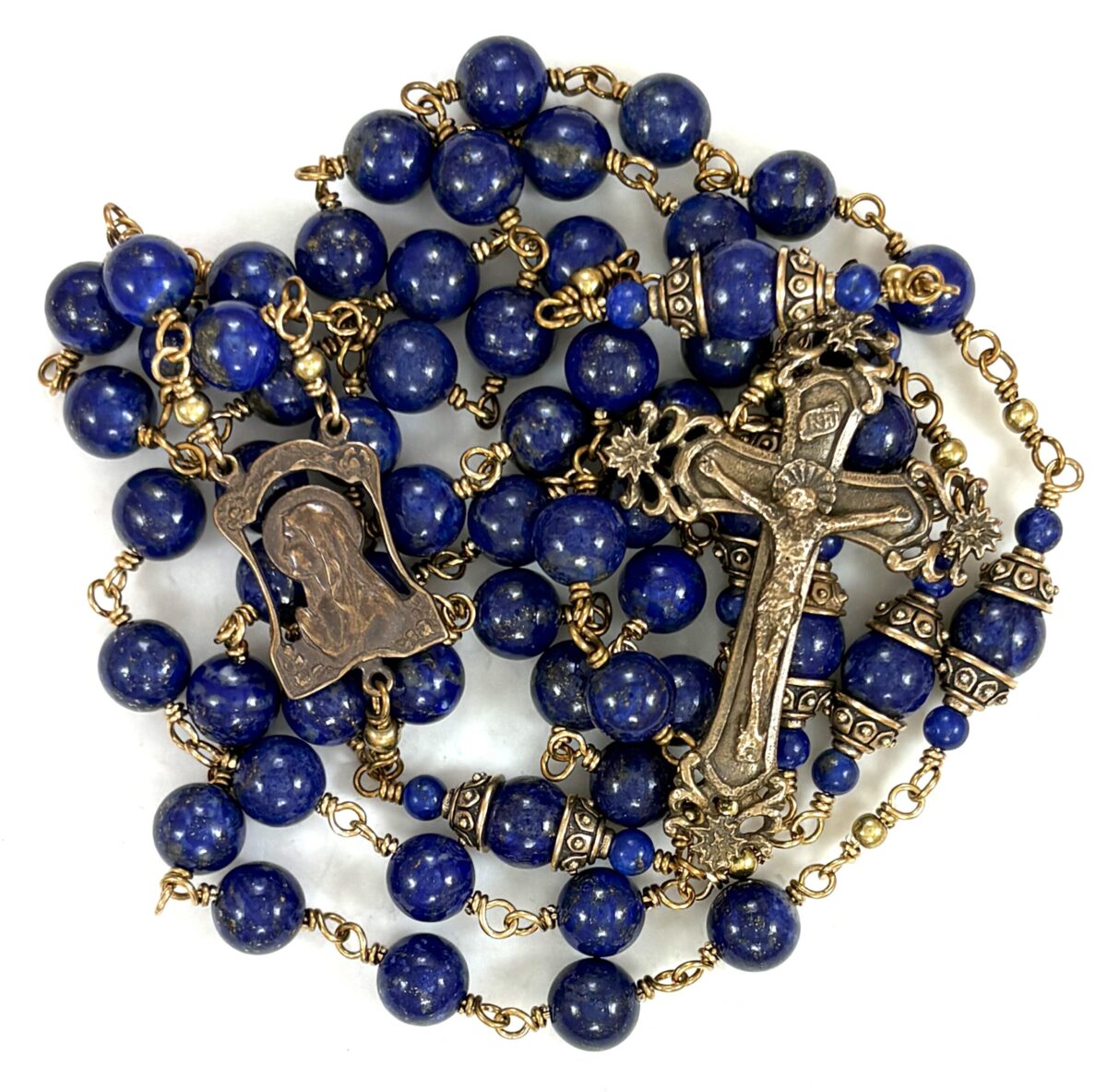 Heirloom Bronze Grade A Lapis Lazuli Rosary: $245.99 (CAD)