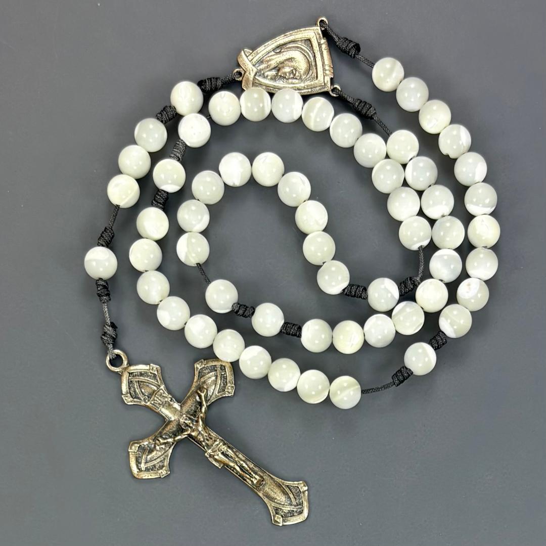 Mother-of-Pearl White Bronze Rosary: $69.99 (CAD)